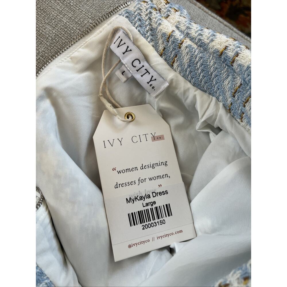 NEW Ivy City Co MyKayla Dress L Retro Tweed Pearl Button Classic Preppy Y2k - Picture 11 of 16